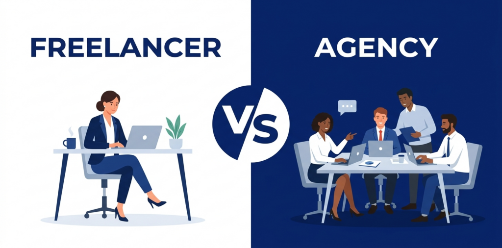 Freelancer vs agency for website development in Jaipur - cost and service comparison